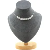 Bijoux Pierres et Minéraux. Collier 10 perles Pierre de lune d'Inde Chaine en acier inoxydable Collier femmes, hommes. Taille personnalisa