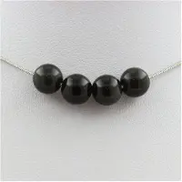 Bijoux Pierres et Minéraux. Collier 4 perles Obsidienne noire 8 mm. Chaine en acier inoxydable Collier femmes, hommes. Taille personnalisa