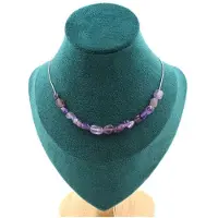 Bijoux Pierres et Minéraux. Collier 15 perles Améthyste du Brésil. Chaine en acier inoxydable Collier femmes, hommes. Taille personnalisab