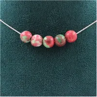 Bijoux Pierres et Minéraux. Collier 5 perles Jaspe vert rouge 8 mm. Chaine en acier inoxydable Collier femmes, hommes. Taille personnalisa