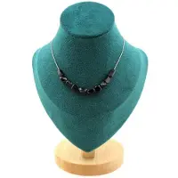 Bijoux Pierres et Minéraux. Collier 10 perles Hypersthène d'Égypte. Chaine en acier inoxydable Collier femmes, hommes. Taille personnalisa