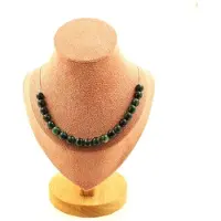 Bijoux Pierres et Minéraux. Collier 20 perles Emeraude de Zambie Qualité 3A 8 mm. Chaine en acier Collier femmes, hommes. Taille personnal