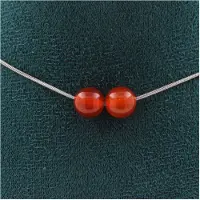 Bijoux Pierres et Minéraux. Collier 2 perles Cornaline d'Uruguay qualité 5A 8 mm. Chaine en acier Collier femmes, hommes. Taille personnal