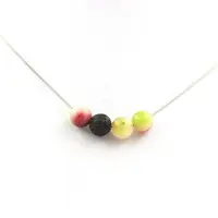 Bijoux Pierres et Minéraux. Collier perles Tourmaline melon d'eau + Lave 8 mm. Chaine en acier Collier femmes, hommes. Taille personnalisa