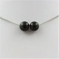 Bijoux Pierres et Minéraux. Collier 2 perles Obsidienne noire 8 mm. Chaine en acier inoxydable Collier femmes, hommes. Taille personnalisa