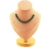 Bijoux Pierres et Minéraux. Collier 15 perles Malachite du Congo qualité 7A 8 mm. Chaine en acier Collier femmes, hommes. Taille personnal