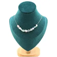 Bijoux Pierres et Minéraux. Collier 10 perles Béryl Morganite du Brésil. Chaine en acier Collier femmes, hommes. Taille personnalisable.