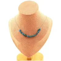 Bijoux Pierres et Minéraux. Collier 10 perles Apatite bleu du Brésil. Chaine en acier inoxydable Collier femmes, hommes. Taille personnali