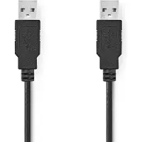 Nedis Câble USB - USB 2.0 - USB-A mâle - USB-A mâle - 480 Mbps - Nickelé - 2,00 m - Rond - PVC - Noir - Boîte