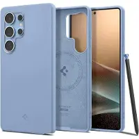 Spigen Silicone Fit Mag Hülle für Samsung Galaxy S25 Ultra – blau (Samsung Galaxy S25 Ultra), Coque pour téléphone portable, Bleu