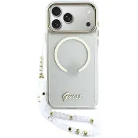 GUESS Etui IML Glitters Script Strap MagSafe do iPhone 17 Pro Max przezroczysty (Apple iPhone 17 Pro Max), Coque pour téléphone portable, Transparent