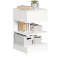 SoBuy Table d'appoint avec 2 étagères et tiroir