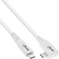 InLine Câble USB4, USB-C, anguleux d'un côté, PD 240W, 8K60Hz, TPE, blanc, 1,5m