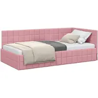 vidaXL Sommier d'angle avec tête de lit rose 100 cm x 200 cm velours