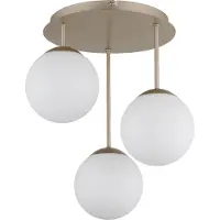 Globo Lighting Plafonnier HARMON, métal et verre, couleur champagne, 3 lumières, hauteur 40 cm