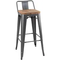 Bolero Tabouret de bar haut Bistro avec assise en bois gris (4 pièces)
