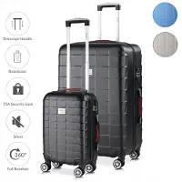Monzana Set de 2 valises rigides Exopack Noir M/XL 4 Roues 360° Poignée télescopique Serrure TSA Plastique ABS malle voyage bagages