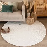 NATURL. Tapis en laine rond | Wise Blanc No. 001 | Ø 180cm | Blanc | Rond | Tapis