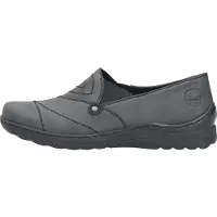 Rieker Chaussures pour femmes, chaussures basses, confortables, pantoufles, couleur grise, pour le quotidien