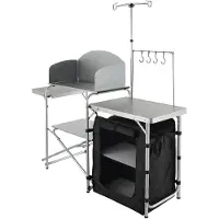Vevor Table de cuisine de camping pliable et portable avec 1 placard et pare-vent