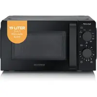 Severin Micro-ondes avec fonction grill, pour décongeler et réchauffer, avec grille, 9 niveaux de puissance, noir, 700 W, volume de 19 litres, modèle MW 9182