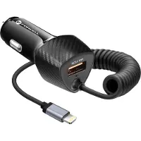 Forcell Chargeur USB 38W pour voiture + câble Lightning, design carbone - Noir