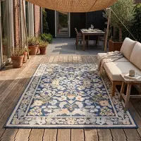 De Onlinewinkelier b.v. Volero - Tapis d'intérieur et d'extérieur - Bloom Oriental Bleu - 120x170 cm