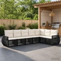 Prolenta Maison Exclusive - Ensemble de canapés de jardin, 7 pièces, 7 places, noir et crème