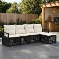 Prolenta Maison Exclusive - Ensemble de canapés de jardin, 4 pièces, 5 places, noir, en résine tressée (poly-rattan)