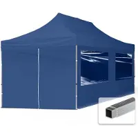 TOOLPORT 3x6 m Tonnelle pliante Alu, PES 700, côtés panoramiques, bleu foncé