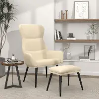 Prolenta Maison Exclusive - Fauteuil de détente avec repose-pieds, tissu crème