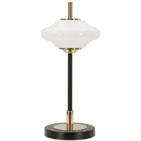 Mauro Ferretti Lampe de table vintage, verre et métal, diamètre 22 cm, hauteur 46 cm, noire et dorée, modèle