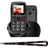 Artfone C1+ 4G Téléphone Portable pour Seniors – Bouton SOS, Débloqué Tout Opérateur, Grandes Touches, Station de Recharge, Cordon de Cou Inclus