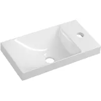 Hak AGOS lavabo en fonte de marbre sans trop-plein 40x22 cm, blanc, gauche/droite