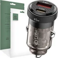 4kom.pl Charger.pl CC45W USB Car Charger USB-C Type C 2-Port Car Charger PowerDelivery PD 45W QuickCha, Adaptateur pour véhicule, Noir