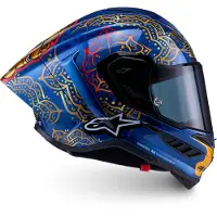 Alpinestars Supertech S-R10 Martinator Thai, casque intégral ,Bleu Foncé/Or/Rouge ,S