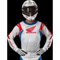 Alpinestars Honda Racer Iconic Jersey White Bright Blue Bright Red Taille L