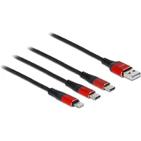 DeLOCK USB Ladekabel 3 en 1 Type-A zu Lightning / 2 x USB Type-C 30 cm