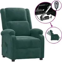 Syfax Fauteuil Relax Electrique Vert Foncé Velours