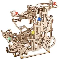 Ugears Marble Run Tiered Hoist Wooden Mechanical Model Construction Game Argenté Enfants