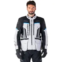 Alpinestars Bogota Pro Drystar veste textile imperméable pour moto, gris clair/bleu, 2XL