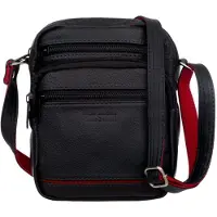 Kaletnik Sac à main en cuir pour homme Orszak avec 3 compartiments et 5 poches, bandoulière réglable, fond renforcé et doublure intérieure douce - Noir