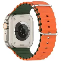 Beline pasek Apple Watch Silicone Waves 38/40/41mm zielono-pomarańczowy /green-orange box (Matières plastiques, Silicone), Sangles de montre, Orange, Vert