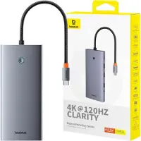 Baseus Hub 13W1 Portaljoy Usb-C Do Hdmi+Dp+Vga+C+Usb+Pd+Rj45+Sd/Tf+3.5Mm (Szary)