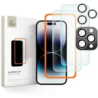 Tech-Protect Supreme Set Verre trempé pour iPhone 16 Pro Max - Transparent (3 pcs.) (3 pcs, Apple iPhone 16 Pro Max), Téléphone portable : film de protection, Transparent