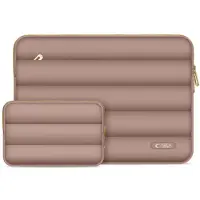 TechProtection Puffy Laptop Sleeve 15-16" with accessory pouch - Brown (16", Apple, Microsoft), Sac pour notebook, Marron