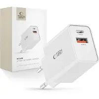 Tech-Protect Nc30W Chargeur réseau 2 ports Pd30W/Qc3.0 Blanc