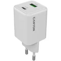 Canyon Chargeur CU45AC GaN 45W PD, 2 ports (USB-A/USB-C) WH retail (45 W, 2 ports), Chargeur USB, Blanc