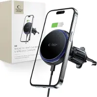 Tech-Protect MM15W-V4 car phone holder with MagSafe 15W inductive charger for air vent - black, Support pour smartphone, Noir