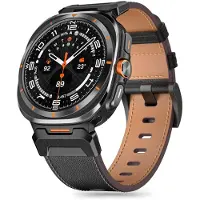 Tech-Protect Sangle en cuir Delta Pro pour Samsung Galaxy Watch Ultra (47mm) - Noir (Cuir), Sangles de montre, Noir
